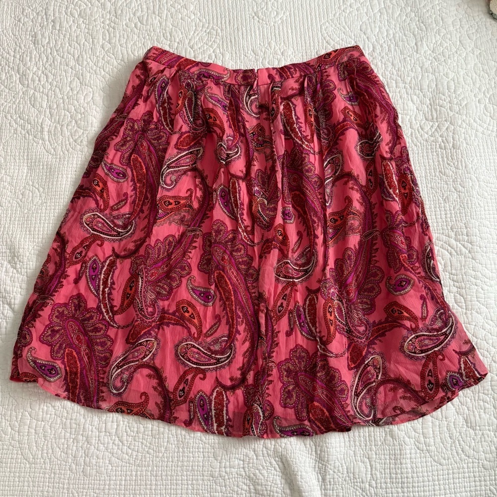 J. Crew Vibrant Pink Paisley A-Line Skirt - Picture 3 of 3